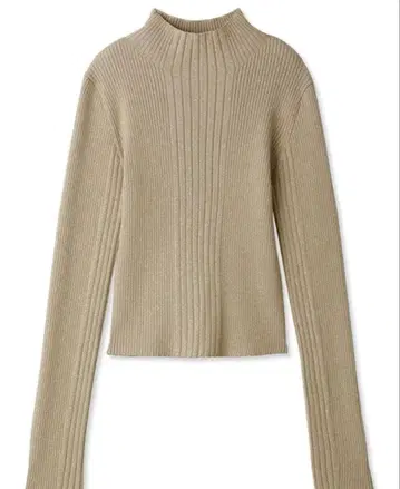 스나이델 베이직 하이넥 리브 풀오버 베이지 니트