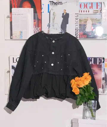 loin nuit 하트 데님 페플럼 상의