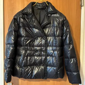 블랙 다운 자켓 M 사이즈 더블 버튼