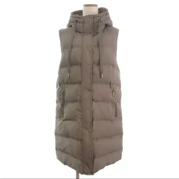 ZARA 새상품급 충전솜 후드 롱 베스트 집업 베이지