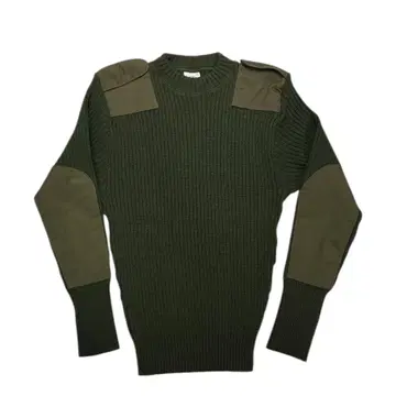 밀리터리 커맨드 스웨터 리브 니트 어깨 팔꿈치 패치 카키 계열