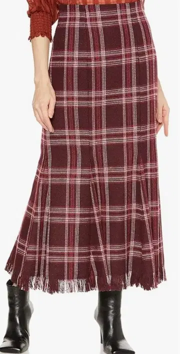 스나이델 로빙 체크 헴 플레어 스커트