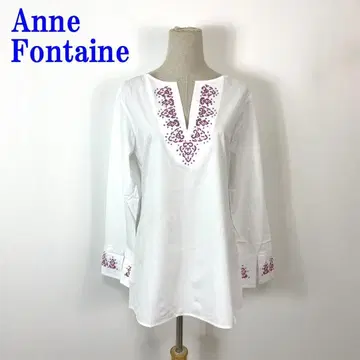 택 포함 새상품 앙 퐁텐 긴팔 튜닉 화이트 면 100% 2 C4123