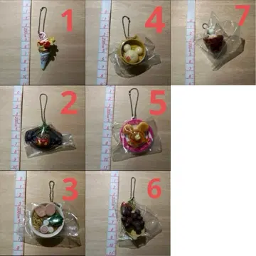 디즈니 미키 음식 모티브 키링 7개 세트