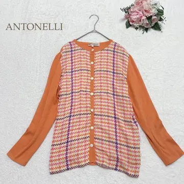 안토넬리 하운드투스 절개 가디건 면 실크 이탈리아제 44