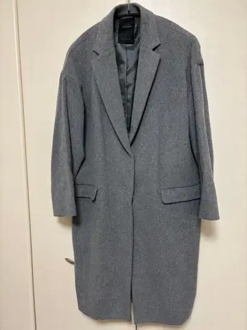 노블 그레이 오버 사이즈 체스터 롱 코트 울 캐시미어