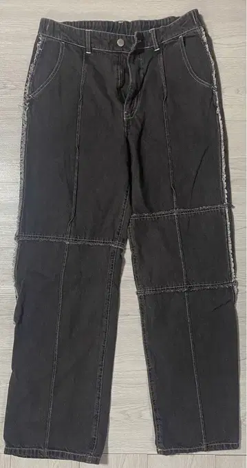 CPCM 패치워크 디자인 블랙 데님 팬츠