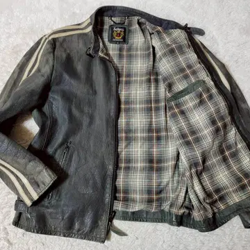 레어 2XL 샷 싱글 라이더 클래식 레이서 소가죽 카키