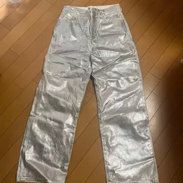 Ray BEAMS 실버 데님 와이드 팬츠