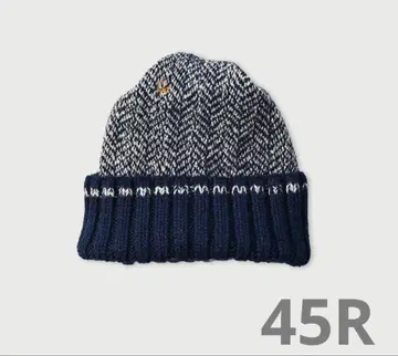 24AW 45R 셰틀랜드 해링본 니트 모자 네이비 계열
