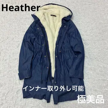 컨디션 최상 2way 데님 네이비 쉘파 모즈 코트 후드 부착