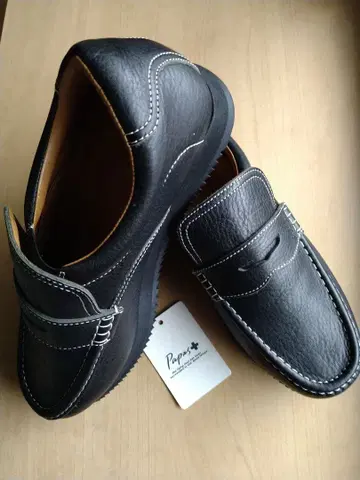 Papas+ 블랙 가죽 슬립온 미사용 새상품 25cm