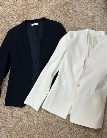 노카라 자켓 네이비 화이트 2색 세트