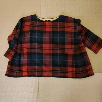 체크 무늬 5부 소매 상의 R45