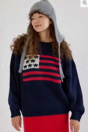 로데오 크라운 로우 게이지 자카드 니트탑 네이비 니트