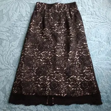 슈퍼 뷰티 전체 레이스 스커트 40 블랙 플라워 무늬