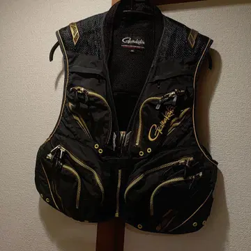 Gamakatsu 낚시용 조끼 M 사이즈 블랙/골드