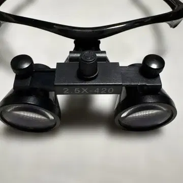 거의 미사용 쌍안 치과용 루페 돋보기 2.5배 프레임형 케이스 포함