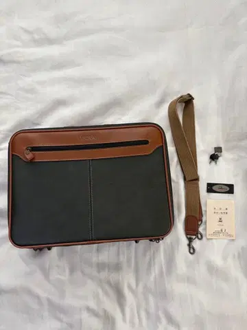 LIBERAL 비즈니스 백 그린과 브라운 합성 피혁