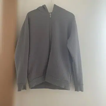 그레이 와플 원단 후드 부착 후드티