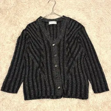 [ Se ninon ] 새상품급 스트라이프 라메 믹스 버튼 V넥 가디건