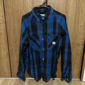 SASSAFRAS 파랑 블랙 체크 플란넬 셔츠