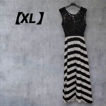 슬리브리스 레이스 스트라이프 롱 원피스 [ XL ] 여성용