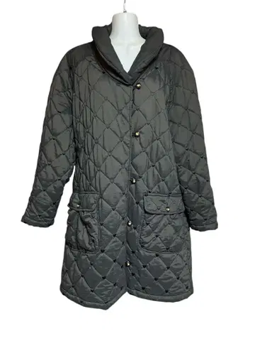 반짝이는 하트 버튼의 블랙 퀼팅 자켓