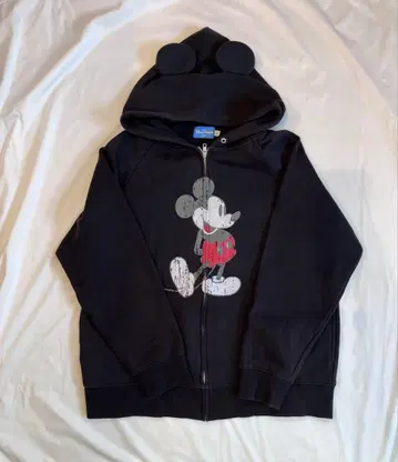 디즈니 리조트 미키 귀 달린 후드티 블랙 LL 사이즈