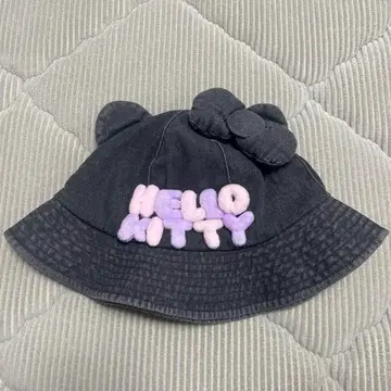 헬로키티 귀 달린 데님 버킷햇 다크 그레이 USJ 유니버셜