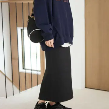 미사용 SLOBE IENA 블랙 코튼 리브 스커트