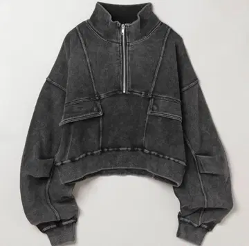 jeanasis 블리치 하프 ZIP 숏 풀오버