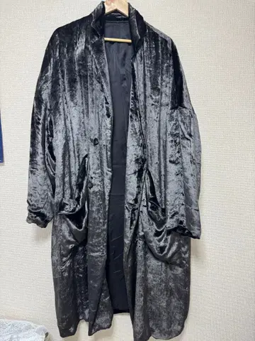 sulvam 다크 그레이 벨벳 롱 코트