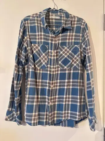 Rothman 파랑과 화이트 체크 플란넬 셔츠