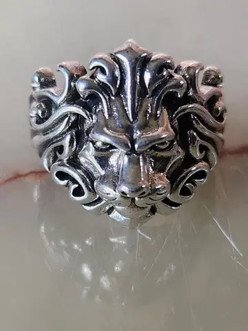 라이온 디자인 실버 925 반지 세 점