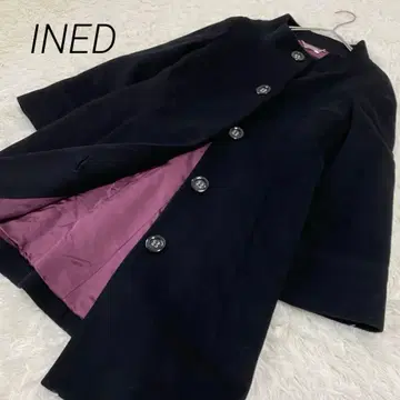 [ INED ] 울 코트 캐시미어 깔끔한 블랙 플레어 소매