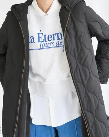 [ 새상품 ] 로페피크닉 후드 탈부착 보아 퀼팅 코트