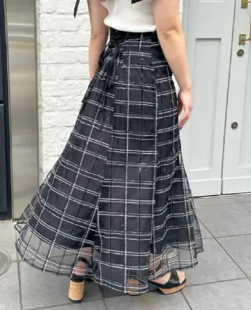 INGNI 튤 체크 플레어 스커트