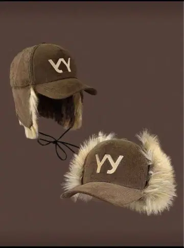 YY 퍼 포함 코듀로이 캡