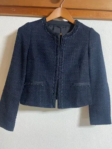 ANAYI 리본 트위드 노카라 자켓 아나이