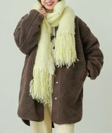 미사용 새상품 이자카야 매니아 스토어 보아 코트 모카 브라운