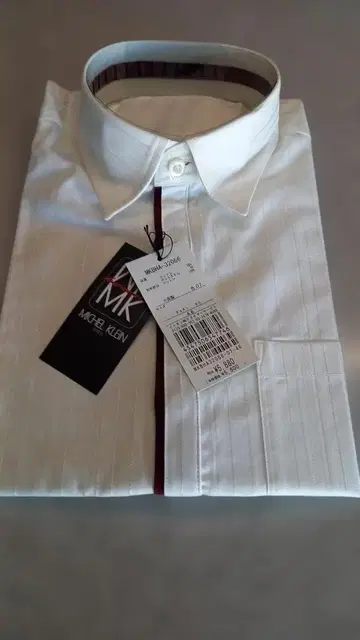 MICHAEL KLEIN 화이트 스트라이프 드레스 셔츠 46