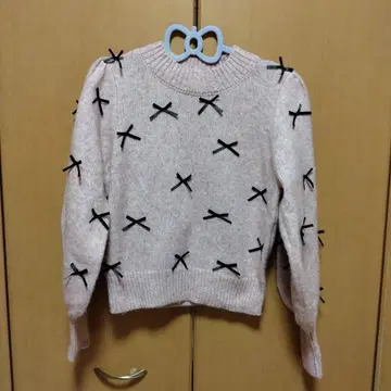 리본 퍼프 슬리브 스웨터 F 사이즈