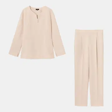 PLST 모조 진주 페플럼 블라우스 셋업