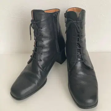 ing 잉그 가죽 블랙 레이스업 사이드 지퍼 부츠 23.5cm