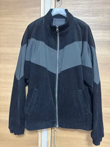 코듀로이 지퍼 점퍼 블랙/그레이