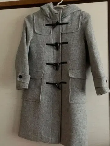 그레이 더플 코트 후드 부착