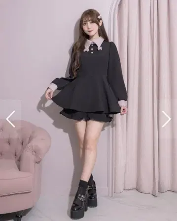 pium 리본 칼라 긴팔 셋업