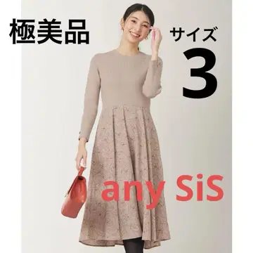 [컨디션 최상] any SiS 플라워 프린트 도킹 원피스 베이지 L