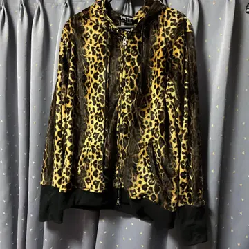 레오파드 무늬 집업 후드티 y2k LL 벨로아 락 V계 당시물